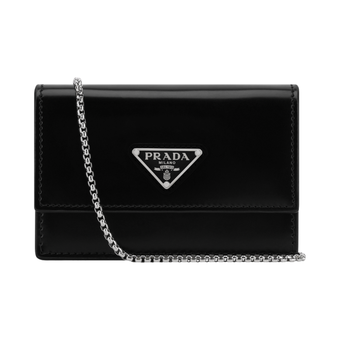 프라다 브러쉬드 레더 숄더 스트랩 카드 홀더 블랙
