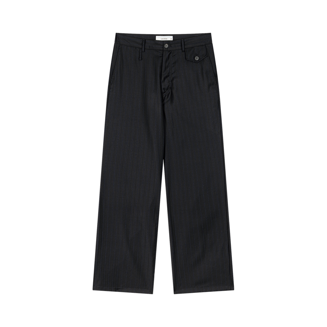 Waviness25245 Waviness Fissure Stripe Layered Slacks Black