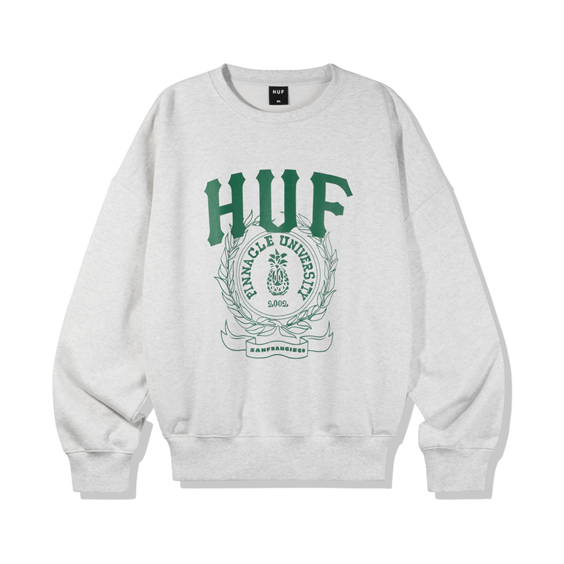 HC3WPMM01MLG HUF X Reddy Pinnacle University Crewneck Women White Melange
