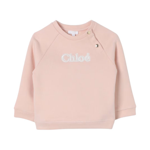 C20243-45K (Kids) Chloe Crew Neck Embroidery Sweatshirt Pink