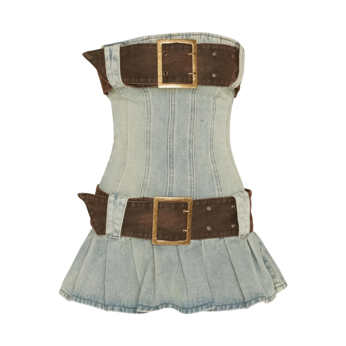 (W) 제이디드 런던 첼시 데님 킬트 미니 드레스 블루((W) Jaded London Chelsea Denim Kilt Mini Dress Blue)