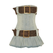 (W) Jaded London Chelsea Denim Kilt Mini Dress Blue