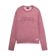 Stussy Loose Knit Logo Sweater Mauve