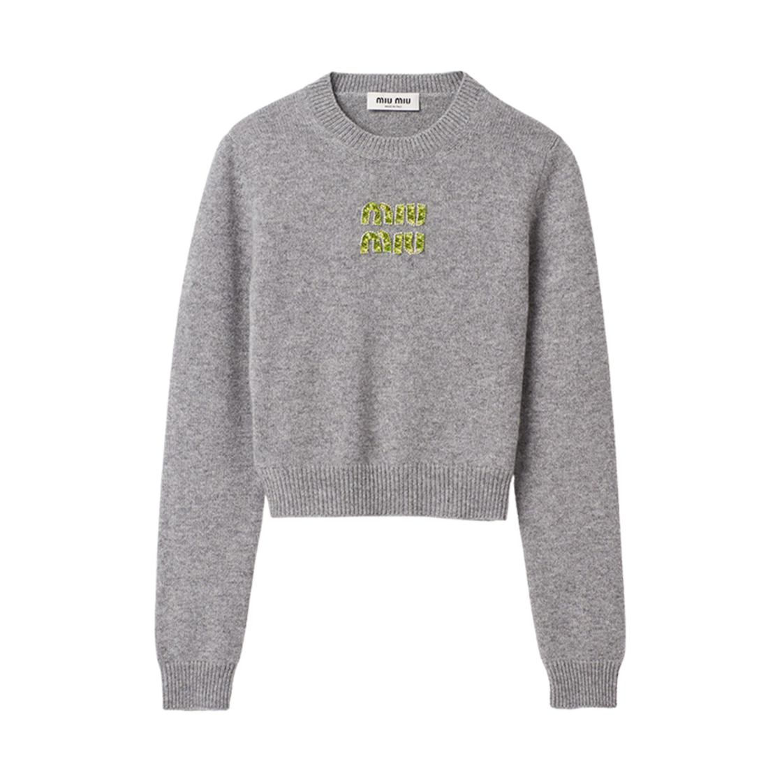 (W) 미우 미우 캐시미어 스웨터 그레이 펀 그린((W) Miu Miu Cashmere Sweater Gray Fern Green)