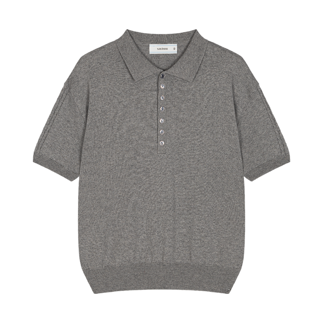 Waviness25215 Waviness Linear Bloom Half Collar Knit Grey - 대표 이미지 #1
