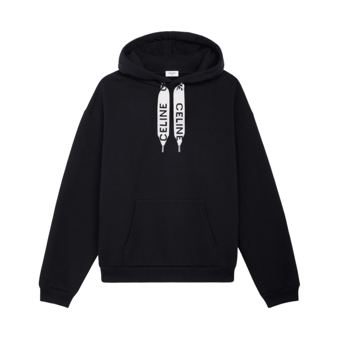 2Y468670Q-38NO Celine Loose Hoodie in Cotton Fleece Black