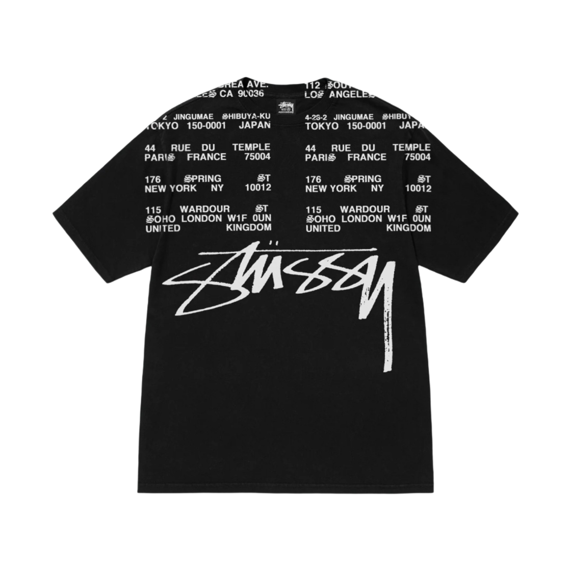 스투시 로케이션 피그먼트 다이드 티셔츠 블랙