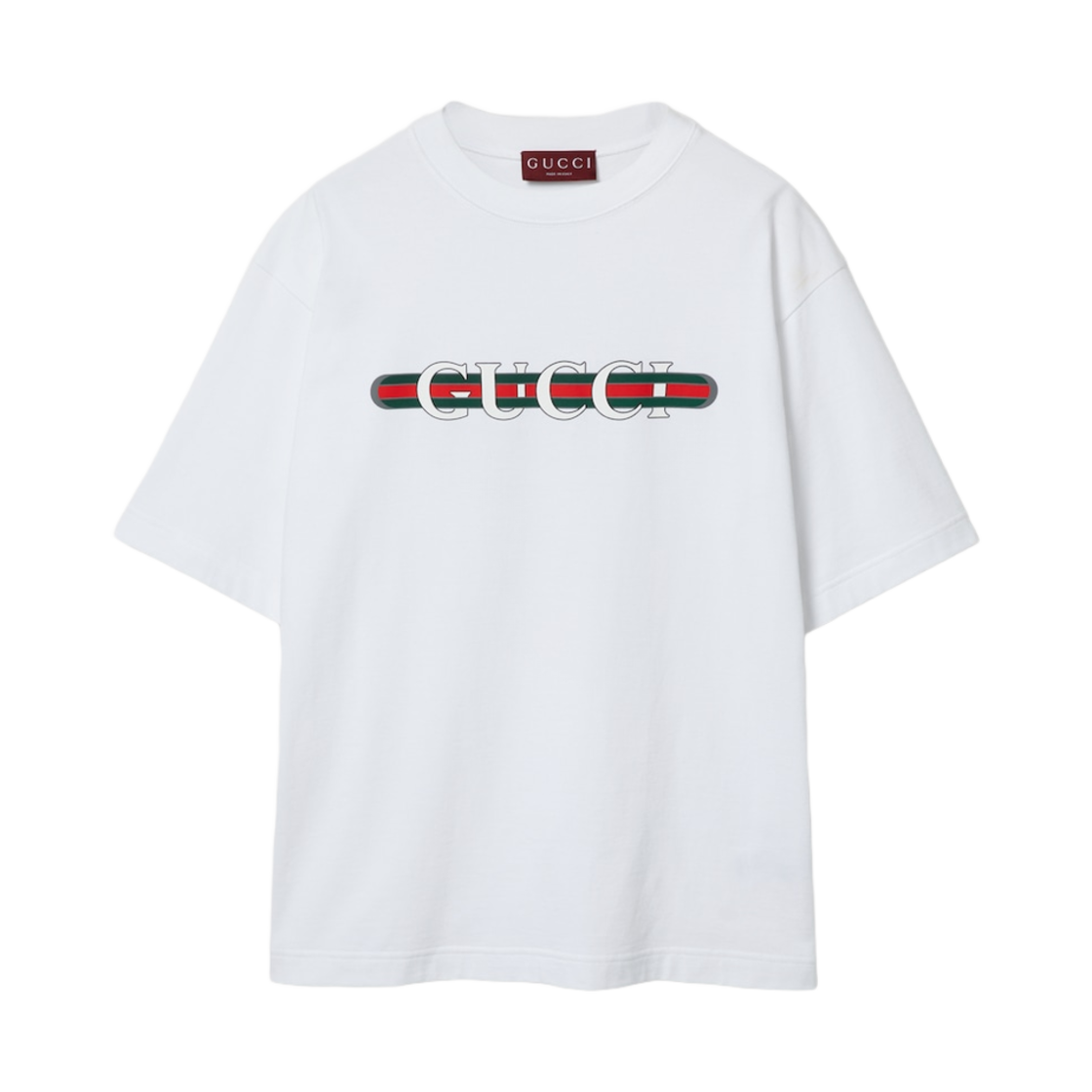 구찌 코튼 저지 티셔츠 프린트 화이트 헤비 코튼 저지(Gucci Cotton Jersey T-Shirt with Gucci Print White Heavy Cotton Jersey)