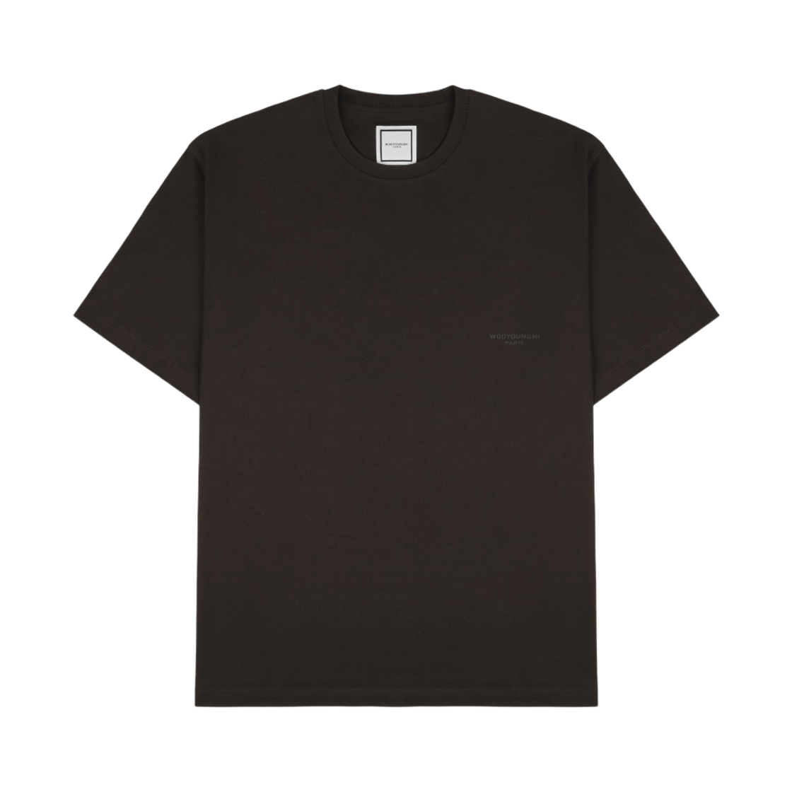 W233TS02706D Wooyoungmi Cotton Leather Patch T-Shirt Brown - 23FW