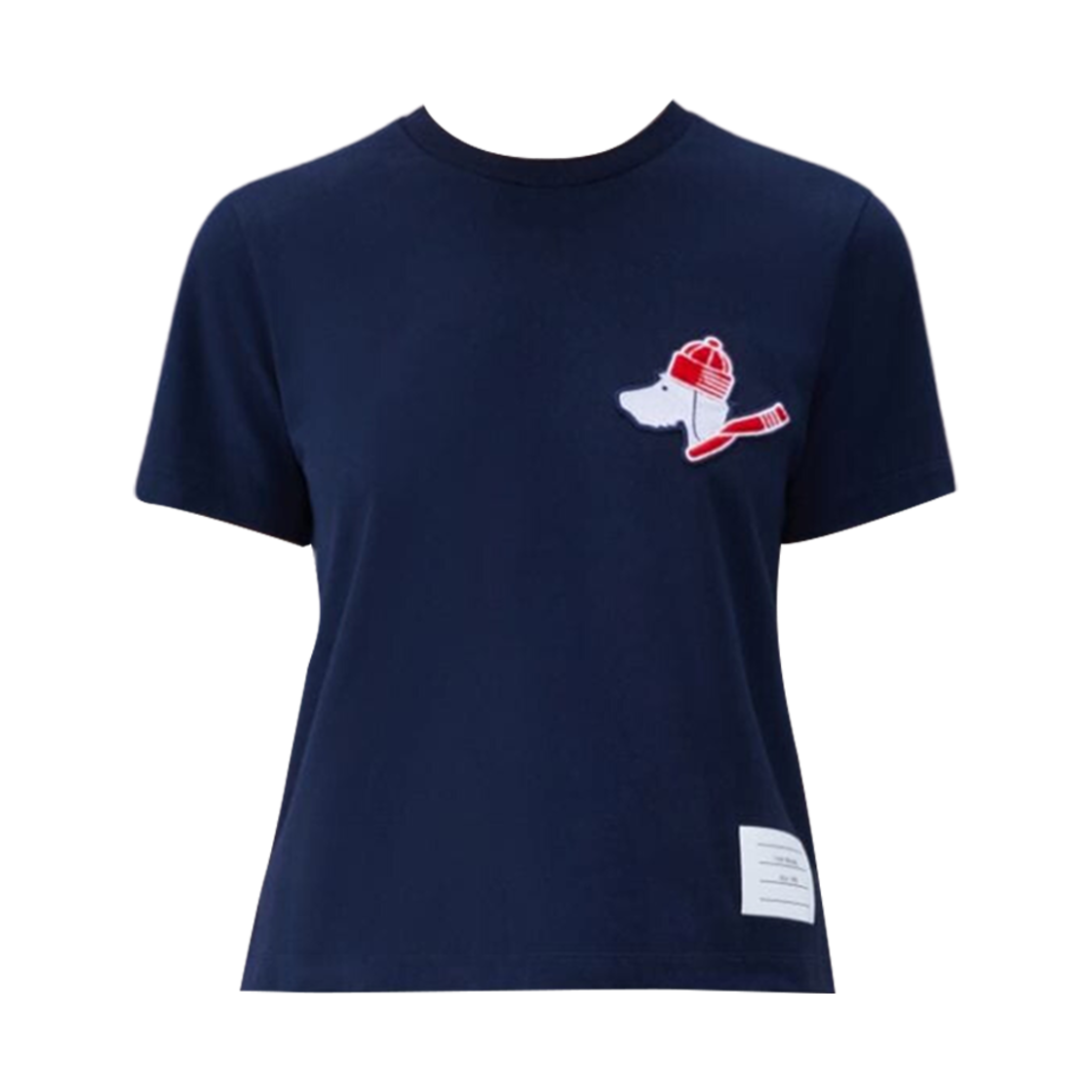 FJS166E-J0058-415 (W) Thom Browne Festive Jersey Short Sleeve Button Hector T-Shirt Navy