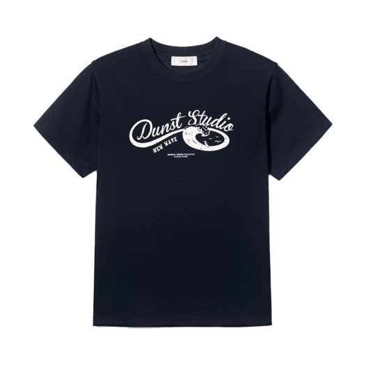 UDTS5B125N2_M_ Dunst Unisex Wave Logo T-Shirt French Navy