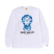 BAPE ABC Camo Baby Milo L/S T-Shirt White Blue