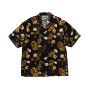 BAPE Vacation Pattern Open Collar S/S Shirt Black