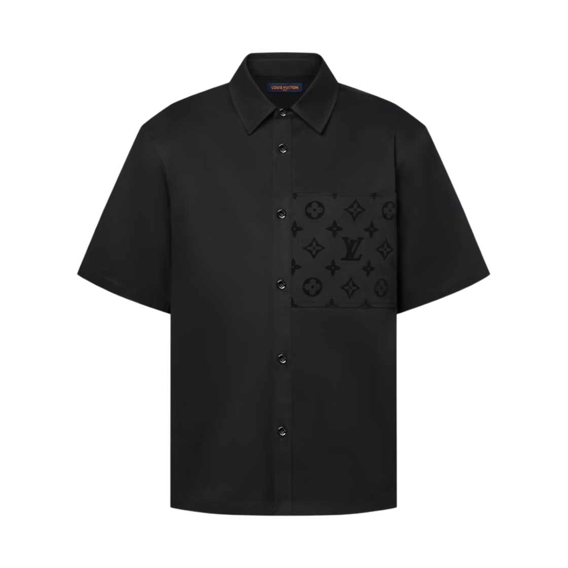 루이비통 플록드 숏슬리브 코튼 셔츠 블랙