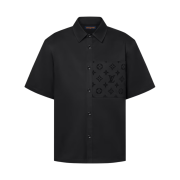 Louis Vuitton Flocked Short Sleeved Cotton Shirt Black