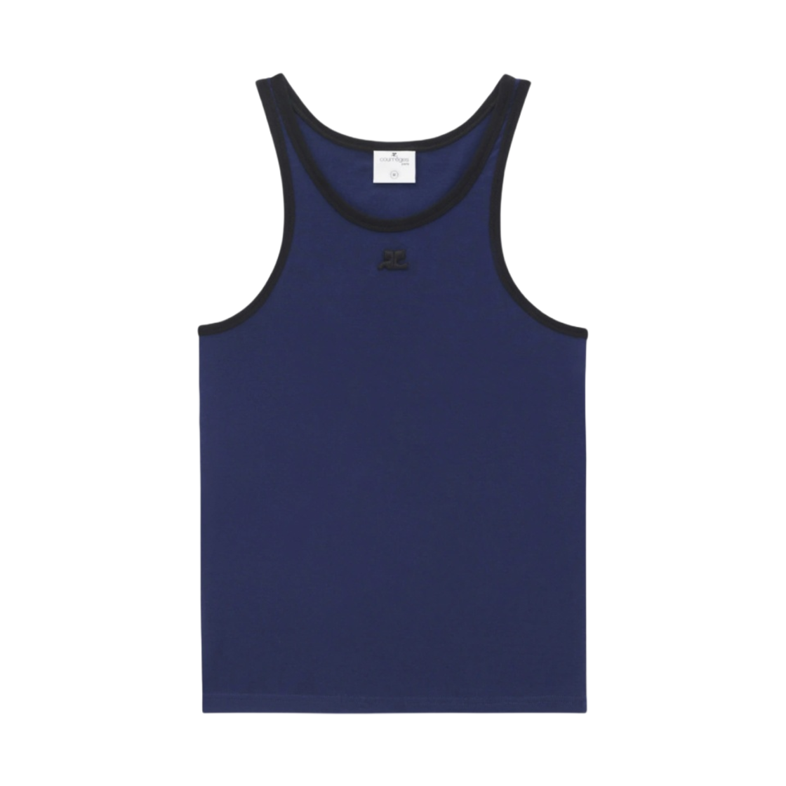 꾸레쥬 콘트라스트 범피 탱크탑 오션 블루 블랙(Courreges Contrast Bumpy Tank Top Ocean Blue Black) - 1