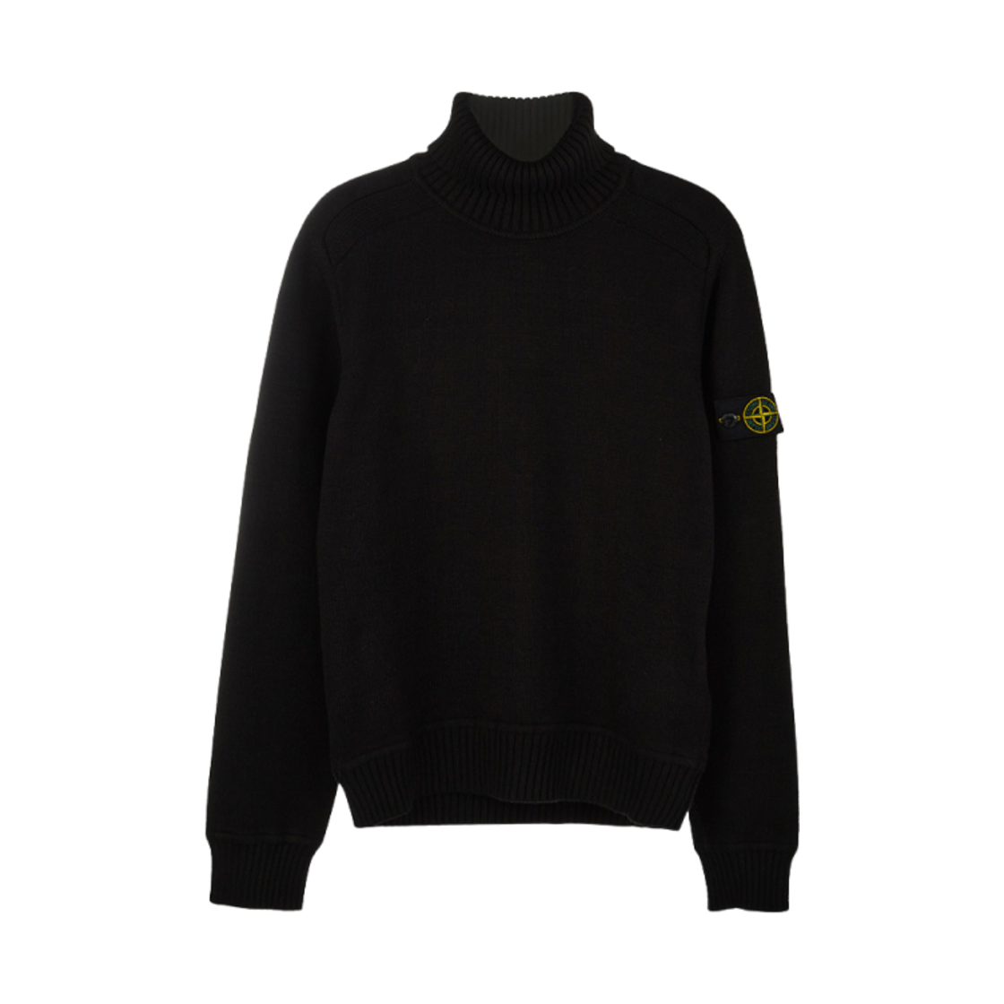 7516504A2-V0029 (Kids) Stone Island 504A2 Wappen Logo Knit Black - 21FW