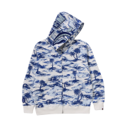 BAPE Palm Tree Camo Relaxed Fit Shark Full Zip Hoodie Blue