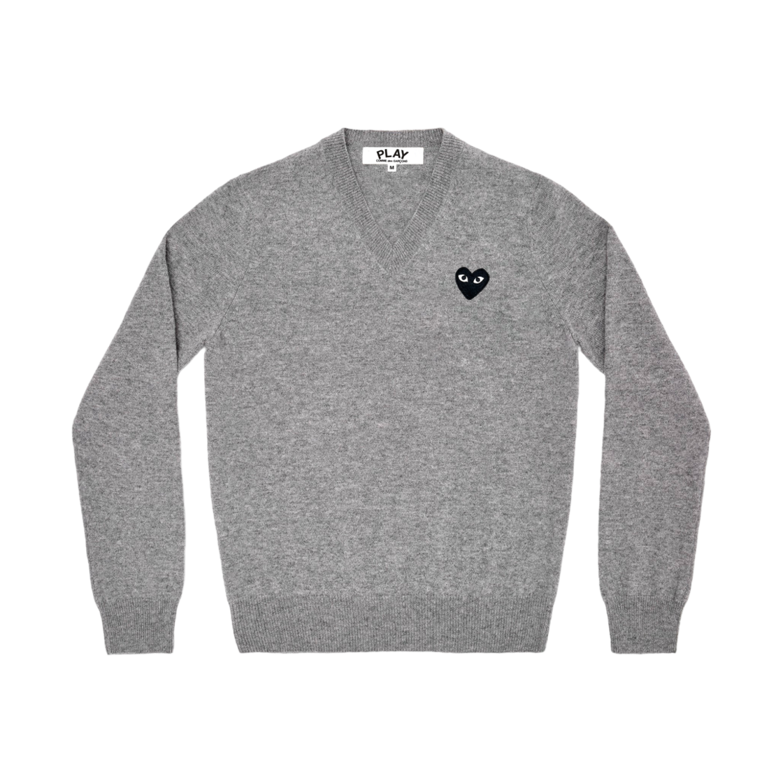 플레이 꼼데가르송 블랙 하트 브이넥 스웨터 라이트 그레이(Play Comme des Garcons Black Heart V-Neck Sweater Light Gray) - 1