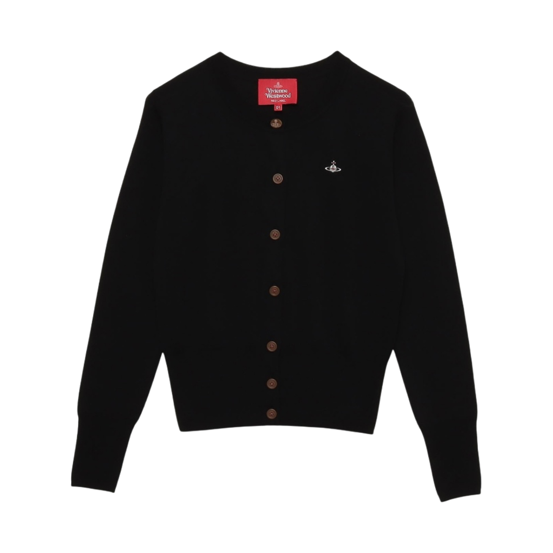 (W) 비비안 웨스트우드 레드라벨 파인 울 베이직 크루넥 가디건 블랙((W) Vivienne Westwood Red Label Fine Wool Basic Crew Neck Cardigan Black) - 1