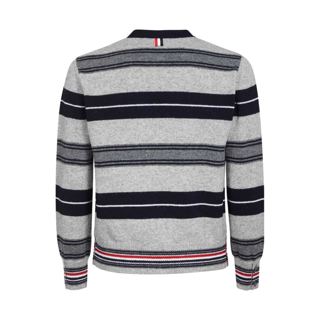 톰브라운 셰틀랜드 울 스트라이프 브이넥 가디건 미디움 그레이(Thom Browne Shetland Wool Stripe V-Neck Cardigan Medium Grey) - 2