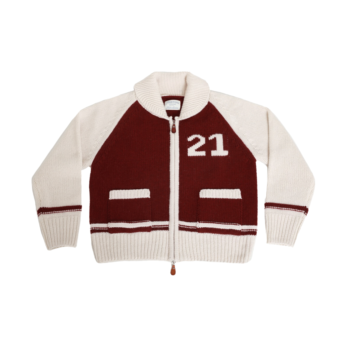 CU24XZU01-BGOS Artist Komplex 21 Cowichan Knit Zip-Up Burgundy