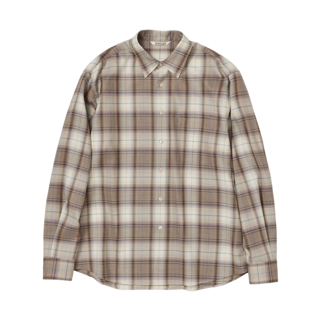오라리 슈퍼 라이트 울 체크 셔츠 라이트 브라운 체크 - 23AW(Auralee Super Light Wool Check Shirt Light Brown Check - 23AW)