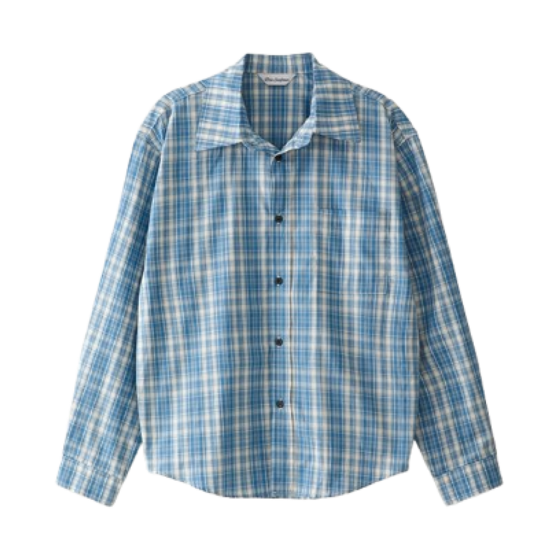 Bluesf93 Blue Sunflower Formal Checkered Shirt Light Blue