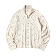 Kapital Waffle Jersey Small Flower PT Half Zip Long Sleeve Blue