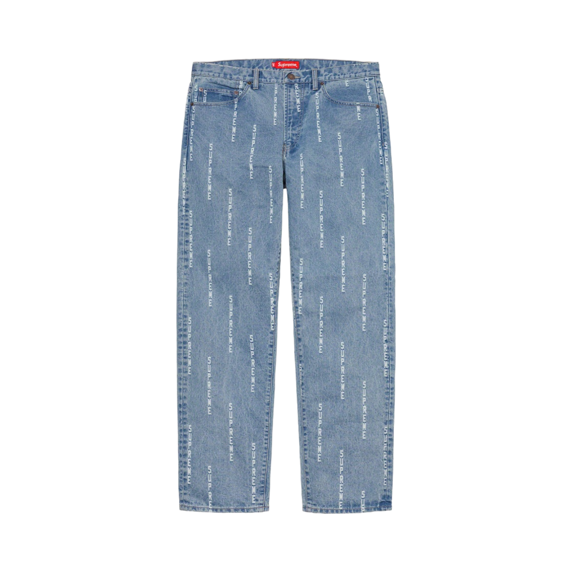 슈프림 로고 스트라이프 자카드 레귤러 진 블루 - 20FW