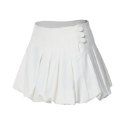 FLARE UP Button Shirred Balloon Skirt White