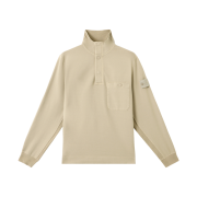 Stone Island 6100013 Cotton Stretch Fleece Ghost Half Snap Sweatshirt with Pocket and Ribbed Inlays Beige - 25SS