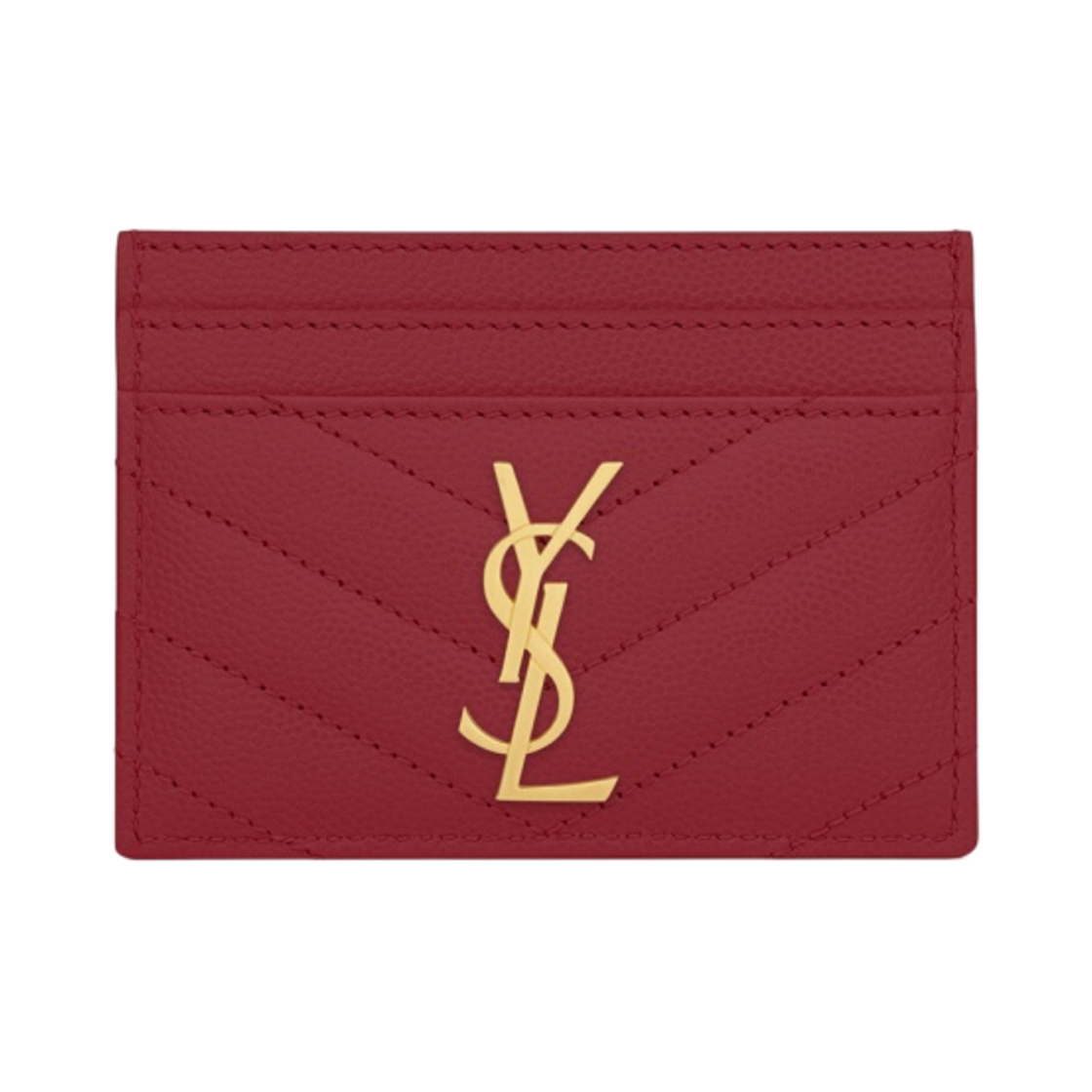 생로랑 그랑 드 뿌드르 텍스쳐드 마틀라세 레더 카산드라 마틀라세 카드 케이스 루즈 오피움(Saint Laurent Cassandre Matelasse Card Case in Grain De Poudre Embossed Leather Rouge Opyum) - 1