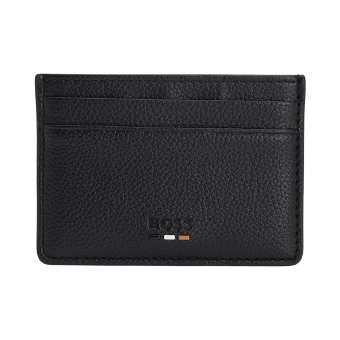 50536513-001 Hugo Boss Grained Faux Leather Card Holder with Logo Trim Black