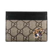 Gucci Bestiary Tiger Print Card Case Beige Ebony