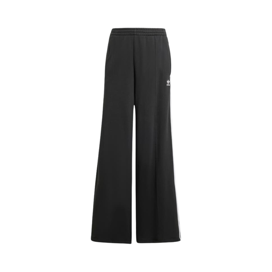 (W) 아디다스 3S 루즈 프렌치 테리 와이드 레그 팬츠 블랙 - KR 사이즈((W) Adidas 3S Loose French Terry Wide Leg Pants Black - KR Sizing)