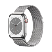 Apple Watch Series 8 41mm Cellular Silver Stainless Steel Case with Milanese Loop Silver (Korean Ver.)
