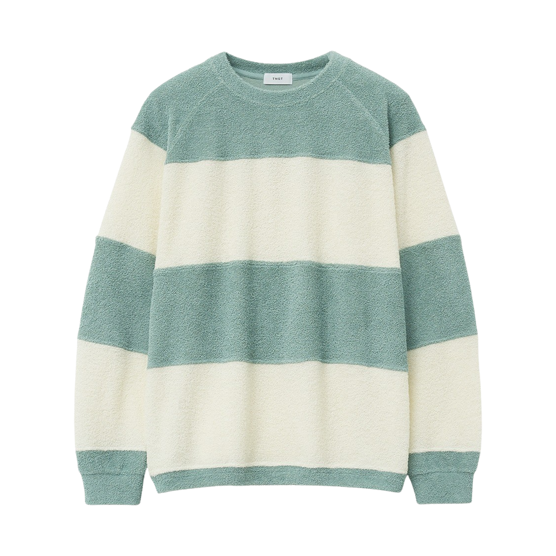 티엔지티 오버핏 테리 스트라이프 부클 맨투맨 민트(TNGT Over-fit Tarry Stripe Boucle MTM Mint)