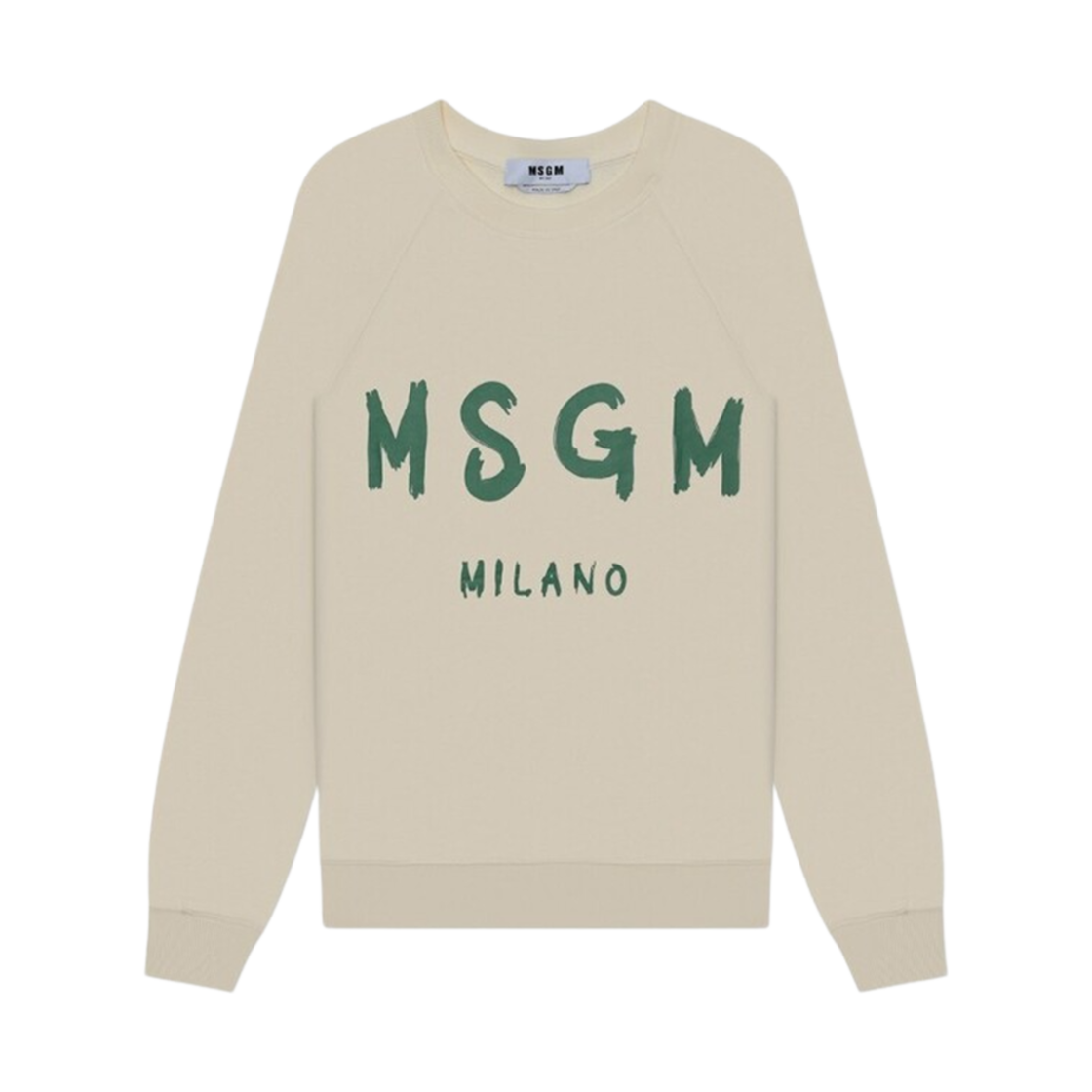 3741MDM513-247799-02 (W) MSGM Cotton Crewneck Jersey Sweatshirt with Brushed Logo Ivory