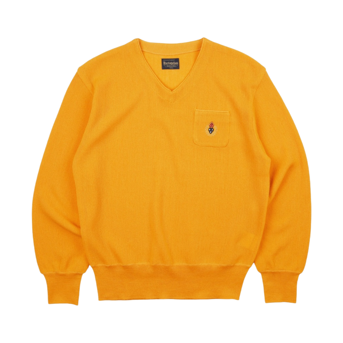 헤리티지 플로스 크레스트 울 브이넥 스웨터 옐로우(Heritage Floss Crest Wool V-Neck Sweater Yellow) - 1