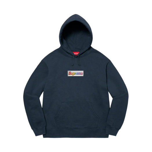 Supreme Bling Box Logo Hooded Sweatshirt Navy - 22SS