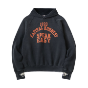 Kapital Raglan Hooded Fleece Sweatshirt Speakeasy College Pt Black