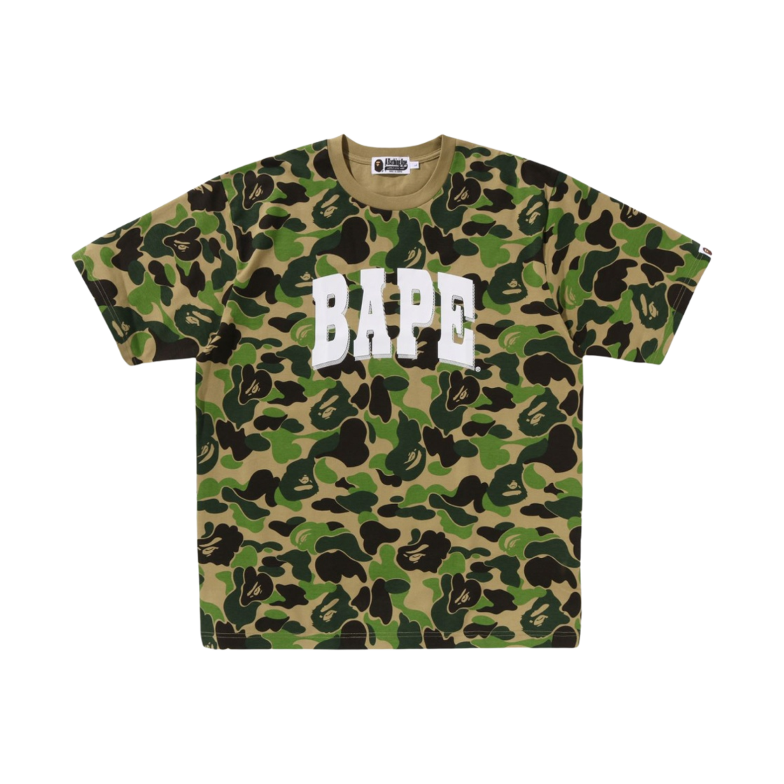 베이프 ABC 카모 릴렉스드 핏 베이프 로고 티셔츠 아미 그린