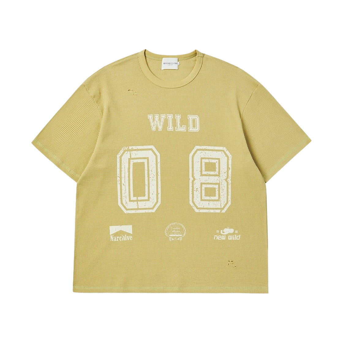 엔 아카이브 빈티지 디테일 워시드 와플 코튼 데미지 티셔츠 머스타드(N ARCHIVE Vintage Detail Washed Waffle Cotton Damage T-Shirt Mustard) - 1