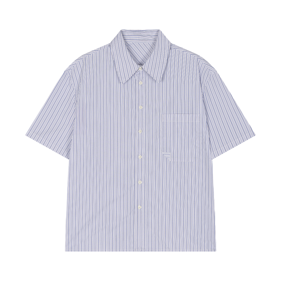 Waviness25251 Waviness Origami Stripe Half Shirts Ocean Blue