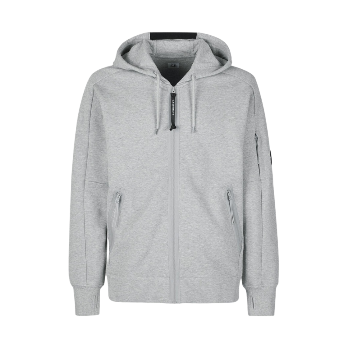 C.P. 컴퍼니 다이애그널 레이즈드 플리스 후드 집업 그레이 멜란지 - 23SS(C.P. Company Diagonal Raised Fleece Zipped Hoodie Grey Melange - 23SS) - 1