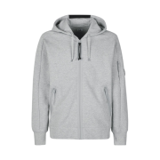 C.P. Company Diagonal Raised Fleece Zipped Hoodie Grey Melange - 23SS