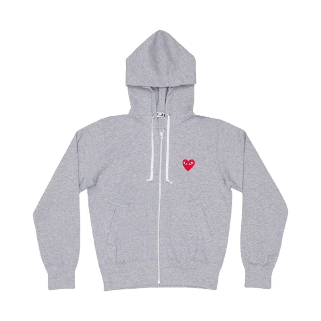 AX-T168-051-1 Play Comme des Garcons Red Heart Zip Hooded Sweatshirt Grey