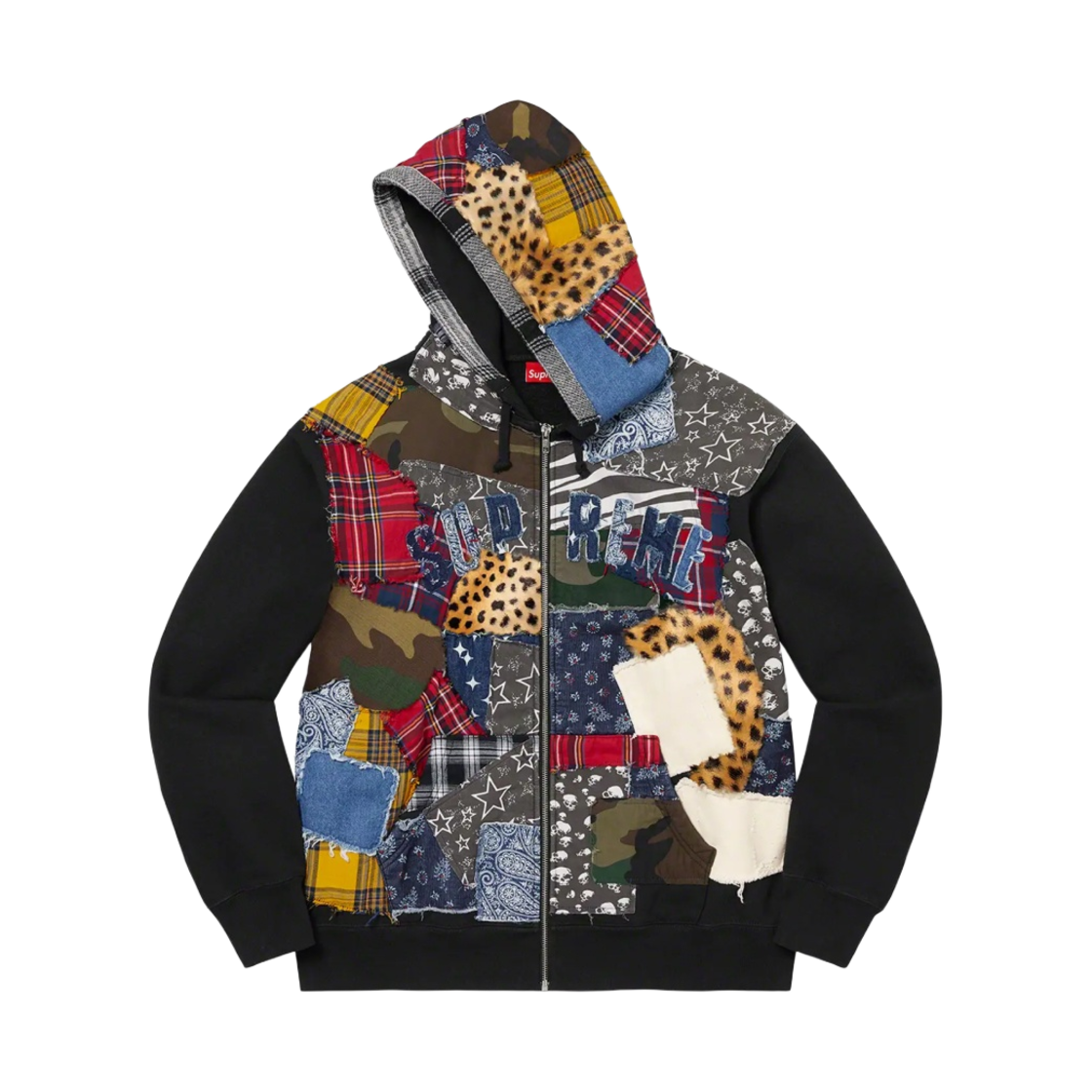슈프림 패치워크 집업 후드 스웨트셔츠 블랙 - 22FW(Supreme Patchwork Zip Up Hooded Sweatshirt Black - 22FW) - 1