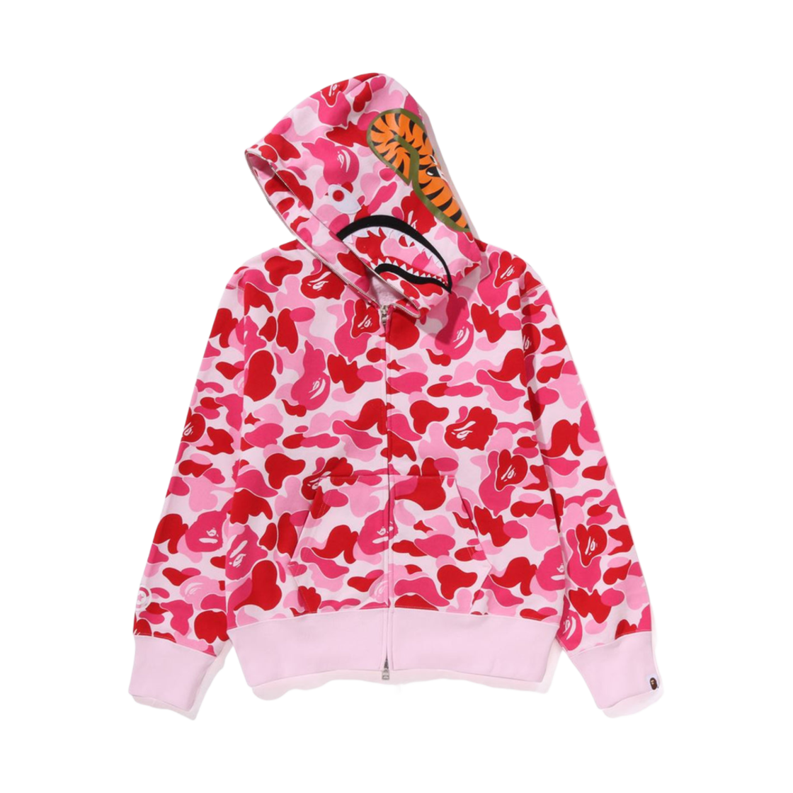 (W) 베이프 ABC 카모 샤크 풀 집 후드 핑크((W) BAPE ABC Camo Shark Full Zip Hoodie Pink) - 2